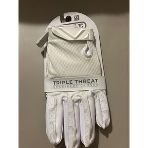 Battle Triple Threat Football Receiver Gloves Triple White Mens XL 9330AXL NEW